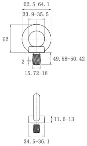 Bản vẽ kỹ thuật Bulong Vòng Thép Mạ Kẽm DIN580 M16x50
