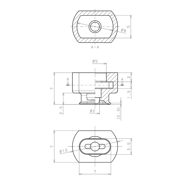 Bản vẽ kỹ thuật Đầu Nấm Hút Chân Không Hình Oval Bầu Dục, Nitrile,  O.D , Pisco VP3.5x7EN