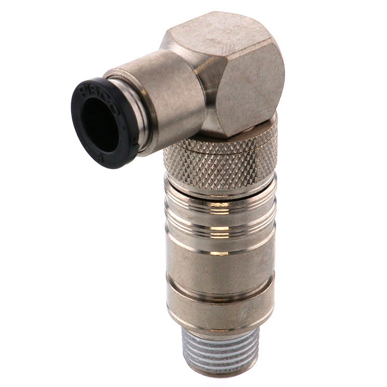 Bộ Đầu Ngạnh Nối Ống Dẫn Điều Khiển Nhiệt Độ Khuôn Đúc Dạng Cong 90°, Có Van Tự Ngắt Pisco ASL10-802