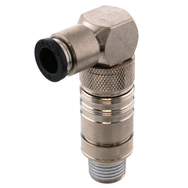 Bộ Đầu Ngạnh Nối Ống Dẫn Điều Khiển Nhiệt Độ Khuôn Đúc Dạng Cong 90°, Có Van Tự Ngắt Pisco ASL10-802