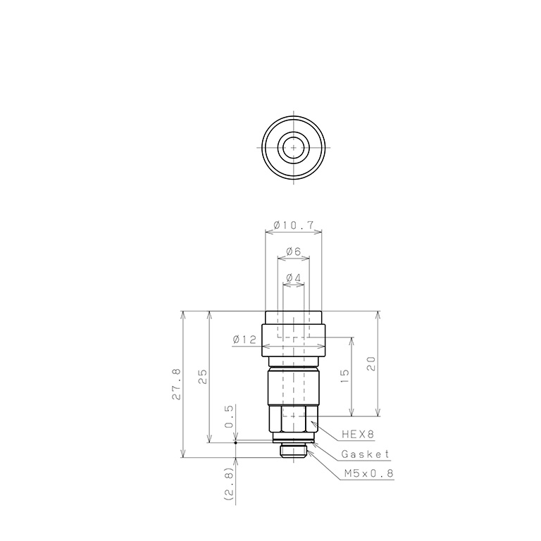 Bản vẽ kỹ thuật Đầu Nối Nhanh Khí Nén Dạng Thẳng Thân Lục Giác Ren Ngoài Pisco PC4-M50V-0