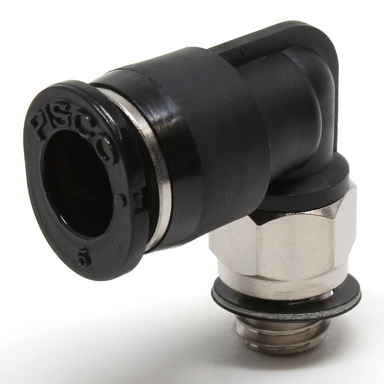 Đầu Nối Nhanh Khí Nén Dạng Cong 90° Ren Ngoài Pisco PL6-M6M-C