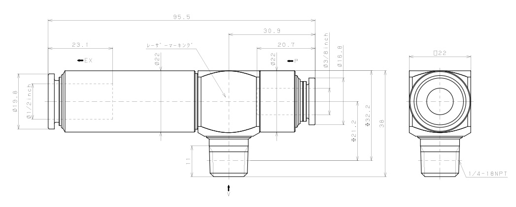 Bản vẽ kỹ thuật Bộ Tạo Chân Không Dòng VM - VC Pisco VCL15-N2-3/8CJ