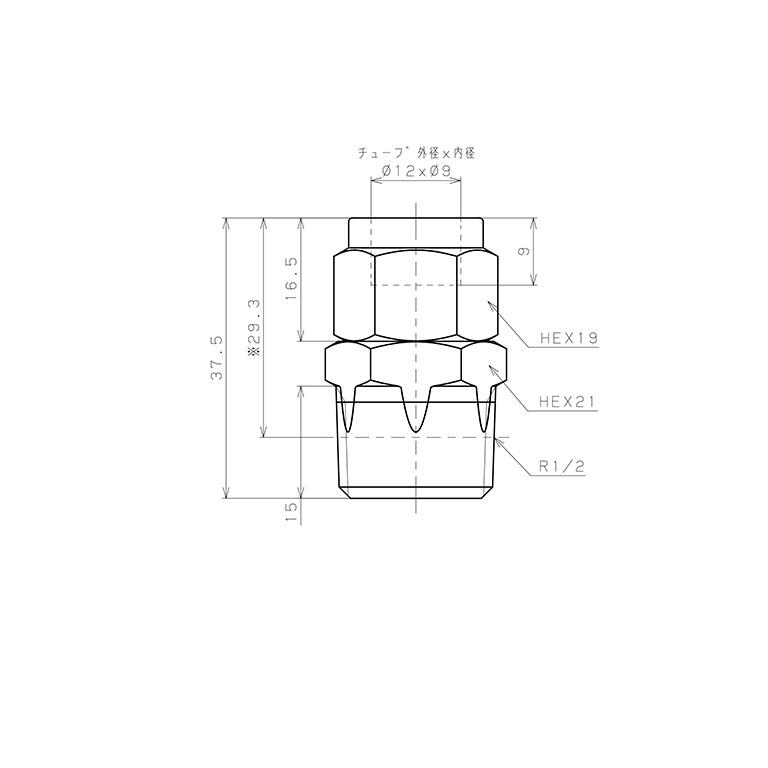 Bản vẽ kỹ thuật Đầu Ngạnh Nối Ống Có Đai Ốc Xiết Dạng Thẳng Thân Lục Giác Ren Ngoài Pisco NSC1290-04