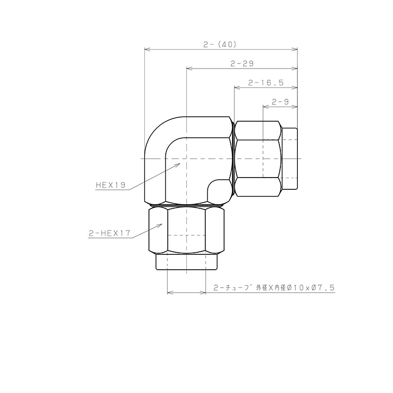 Bản vẽ kỹ thuật Đầu Ngạnh Nối Ống Có Đai Ốc Xiết Dạng Cong 90° Pisco NSV1075