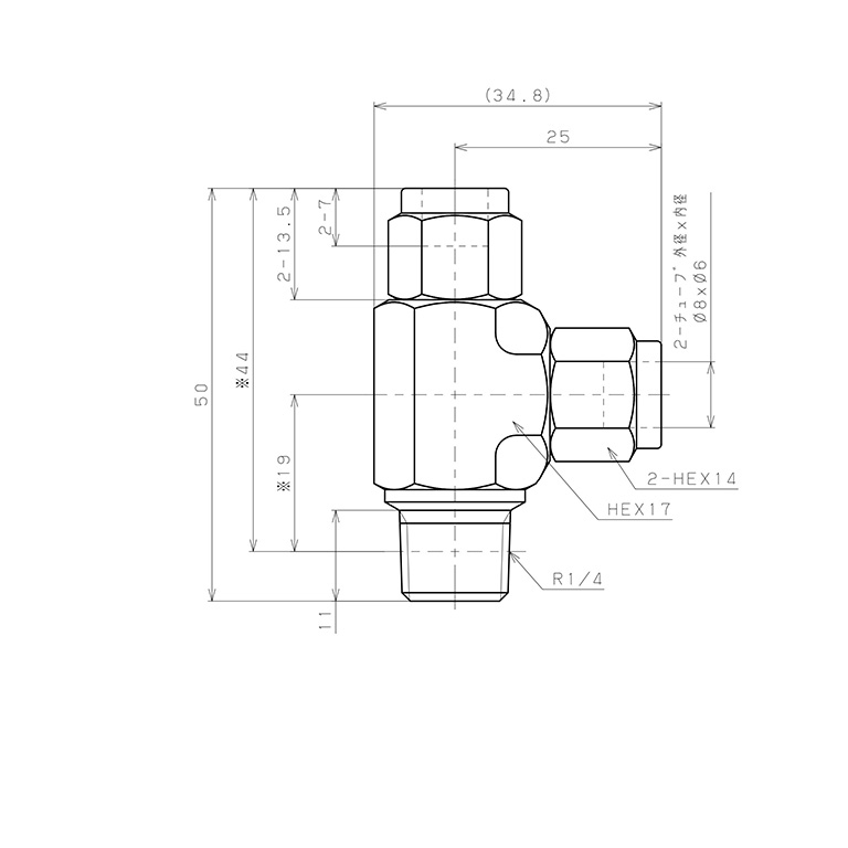 Bản vẽ kỹ thuật Đầu Ngạnh Nối Ống Có Đai Ốc Xiết Dạng Chữ T Ren Ngoài Pisco NSD0860-02-TP