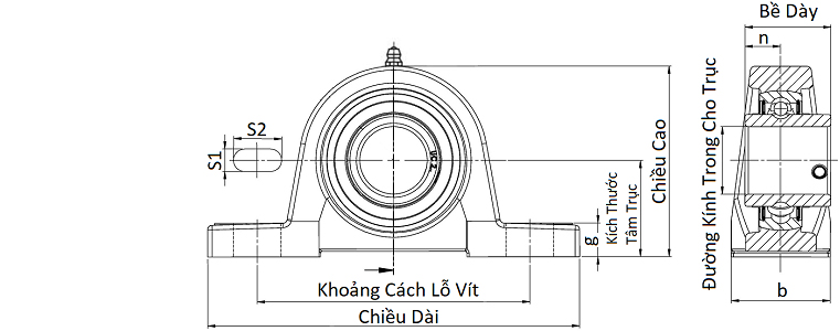 Bản vẽ kỹ thuật Gối Đỡ Vòng Bi UCP 205 Asahi Trục 25mm