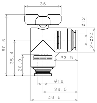 Bản vẽ kỹ thuật Van Bi Khí Nén Inox 304 Pisco BVLG60-1210SUS