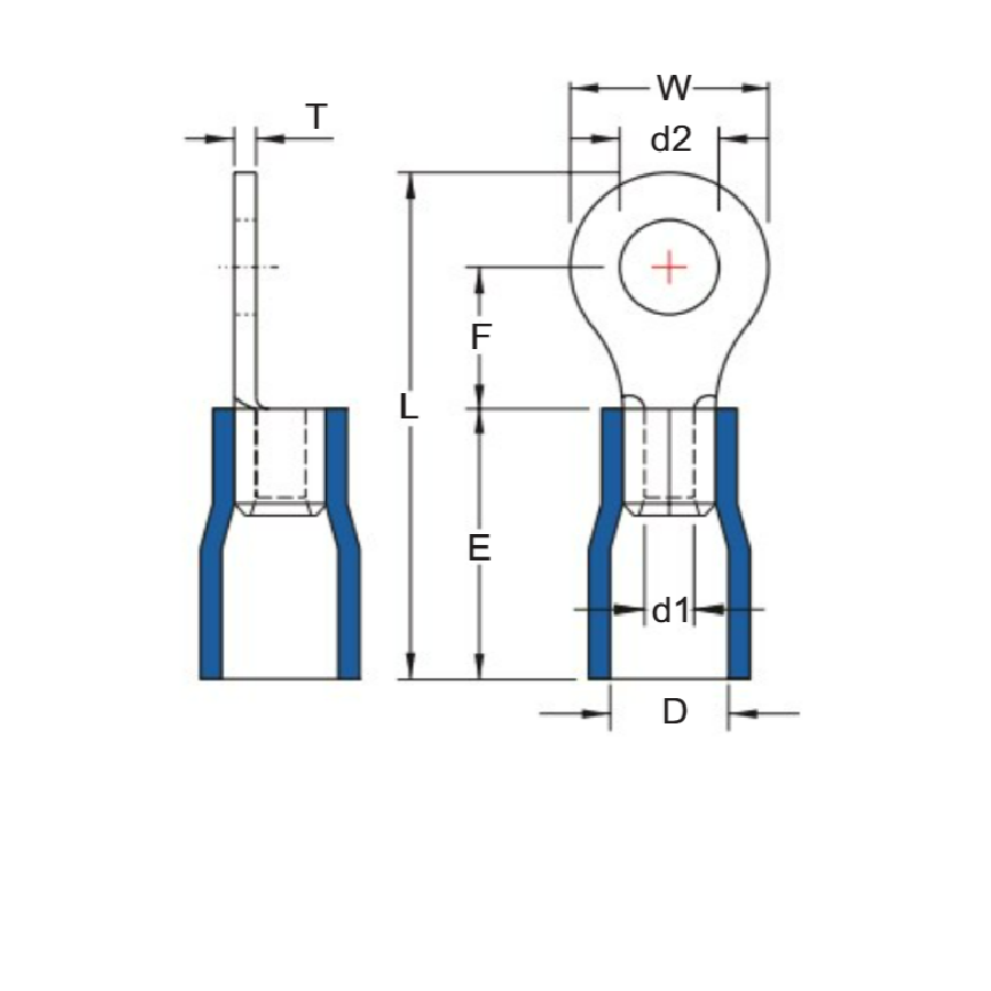 Bản vẽ kỹ thuật Cosse Tròn Bọc Nhựa 4-6mm KST RVM5-6