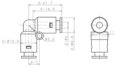 Bản vẽ kỹ thuật Đầu Nối Nhanh Khí Nén Cong 90° Pisco APV4