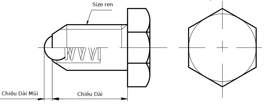 Bản vẽ kỹ thuật Vít Bi Nhún Thép BPHH10-40