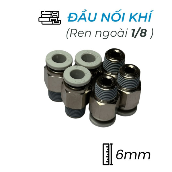Đầu Nối Nhanh Khí Nén Ø6mm - Ren Ngoài 1/8" CDC MPC 0601N-W (Màu Trắng)