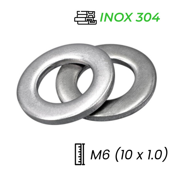 Lông Đền Phẳng Inox 304 M6 (10x1.0)