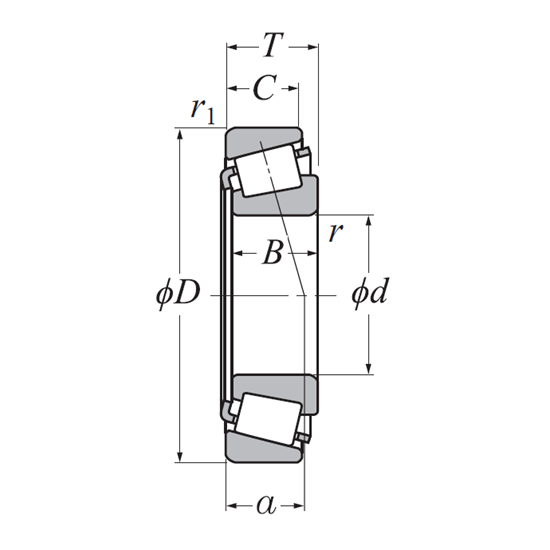 Bản vẽ kỹ thuật Vòng Bi Đũa Côn 1 Dãy 55x100x42.25 mm NTN 4T-CR-1175ST