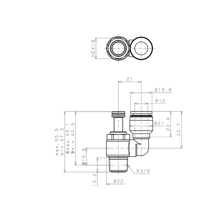 Bản vẽ kỹ thuật Van Tiết Lưu Khí Nén Chân Kim Pisco JNS12-03-C