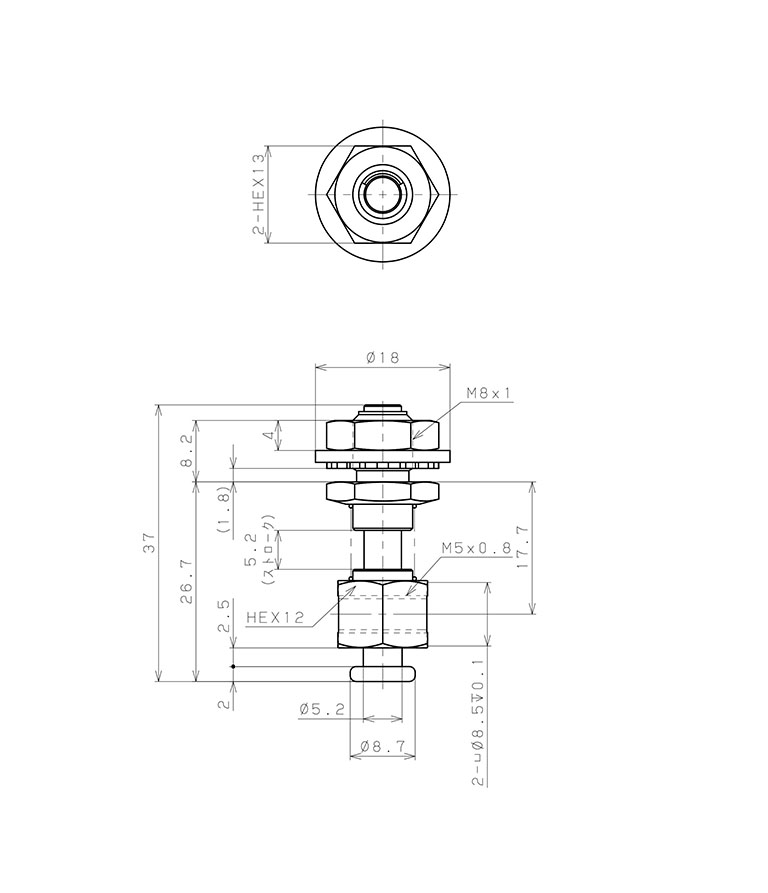 Bản vẽ kỹ thuật Giá Đỡ Nấm Hút Chân Không Có Lò Xo, Pisco VPHDW-T15-5-M5
