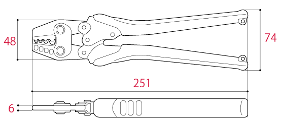 Bản vẽ kỹ thuật Kìm Bấm Cos 251mm Tsunoda TP-8P