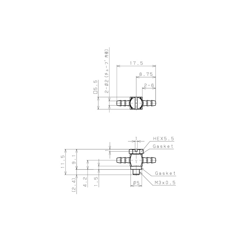 Bản vẽ kỹ thuật Đầu Ngạnh Nối Ống Dạng Chữ T Đầu Lục Giác Ren Ngoài Pisco LB-0320-M3-C