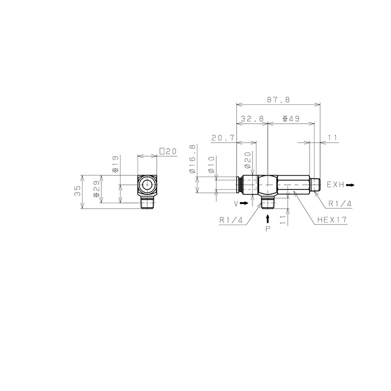 Bản vẽ kỹ thuật Bộ Tạo Chân Không Dòng VRL Pisco VRL100-100202
