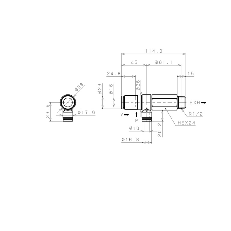 Bản vẽ kỹ thuật Bộ Tạo Chân Không Dòng VRL Pisco VRL200-161004