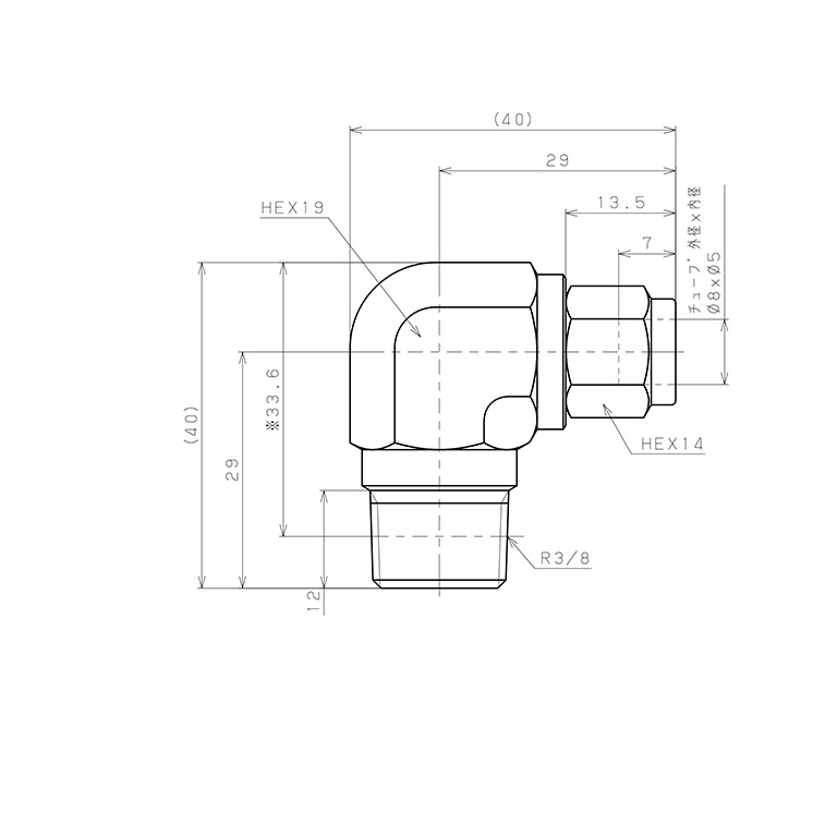 Bản vẽ kỹ thuật Đầu Ngạnh Nối Ống Có Đai Ốc Xiết Dạng Cong 90° Ren Ngoài Pisco NSL0850-03-TP