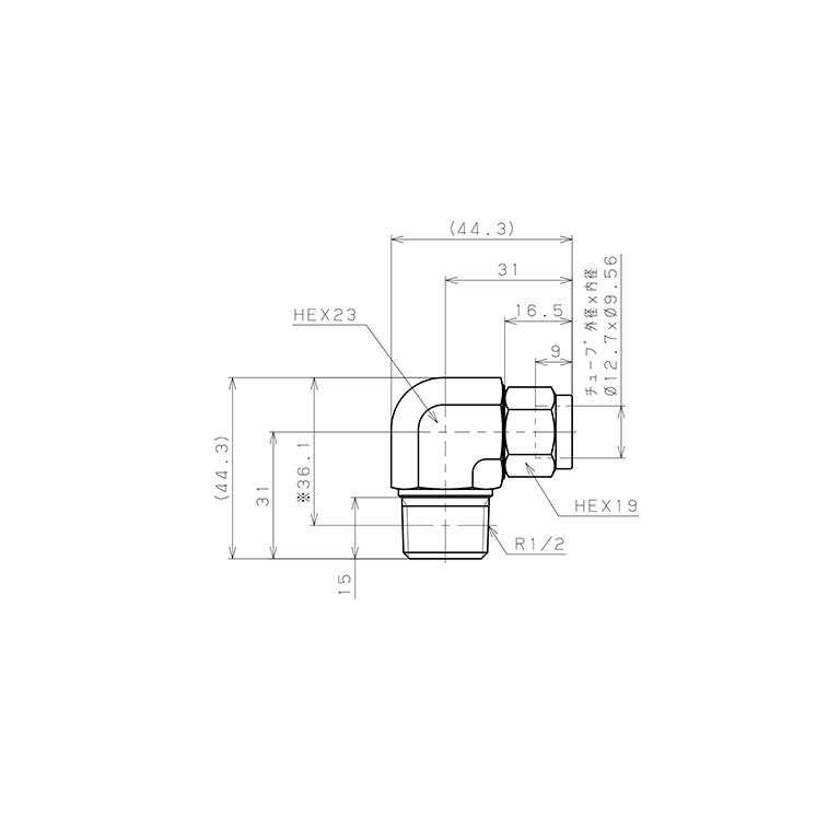 Bản vẽ kỹ thuật Đầu Ngạnh Nối Ống Có Đai Ốc Xiết Dạng Cong 90° Ren Ngoài Pisco NSL1/2-04-TP