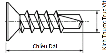 Bản vẽ kỹ thuật Vít Đuôi Cá Đầu Col Inox 410 M4.2x13 (#8-18) (100Cái/Bịch)