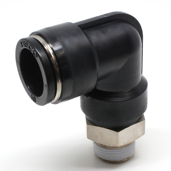 Đầu Nối Nhanh Khí Nén Cong 90° Phi 16mm Ren Ngoài R3/8 Pisco PL16-03