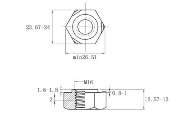 Bản vẽ kỹ thuật Tán Hàn Lục Giác Thép DIN929 M16