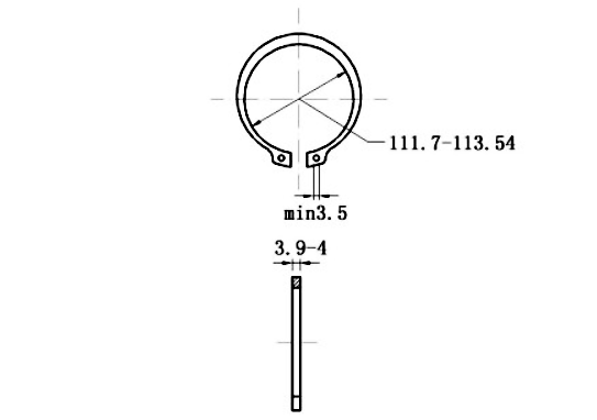 Bản vẽ kỹ thuật Phe Gài Trục Inox 420 DIN471 D120x4.0
