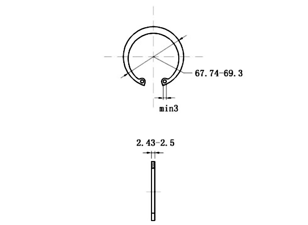 Bản vẽ kỹ thuật Phe Gài Lỗ Thép 65Mn DIN472 D64x2.0