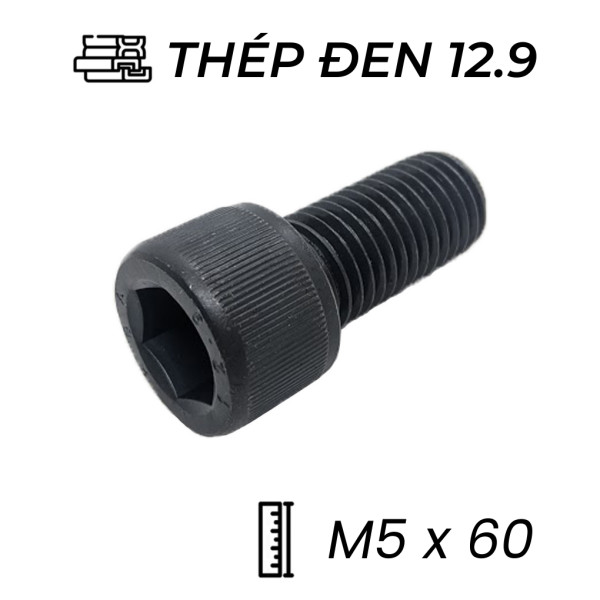 Lục Giác Chìm Đầu Trụ Thép Đen 12.9 DIN912 M5x60