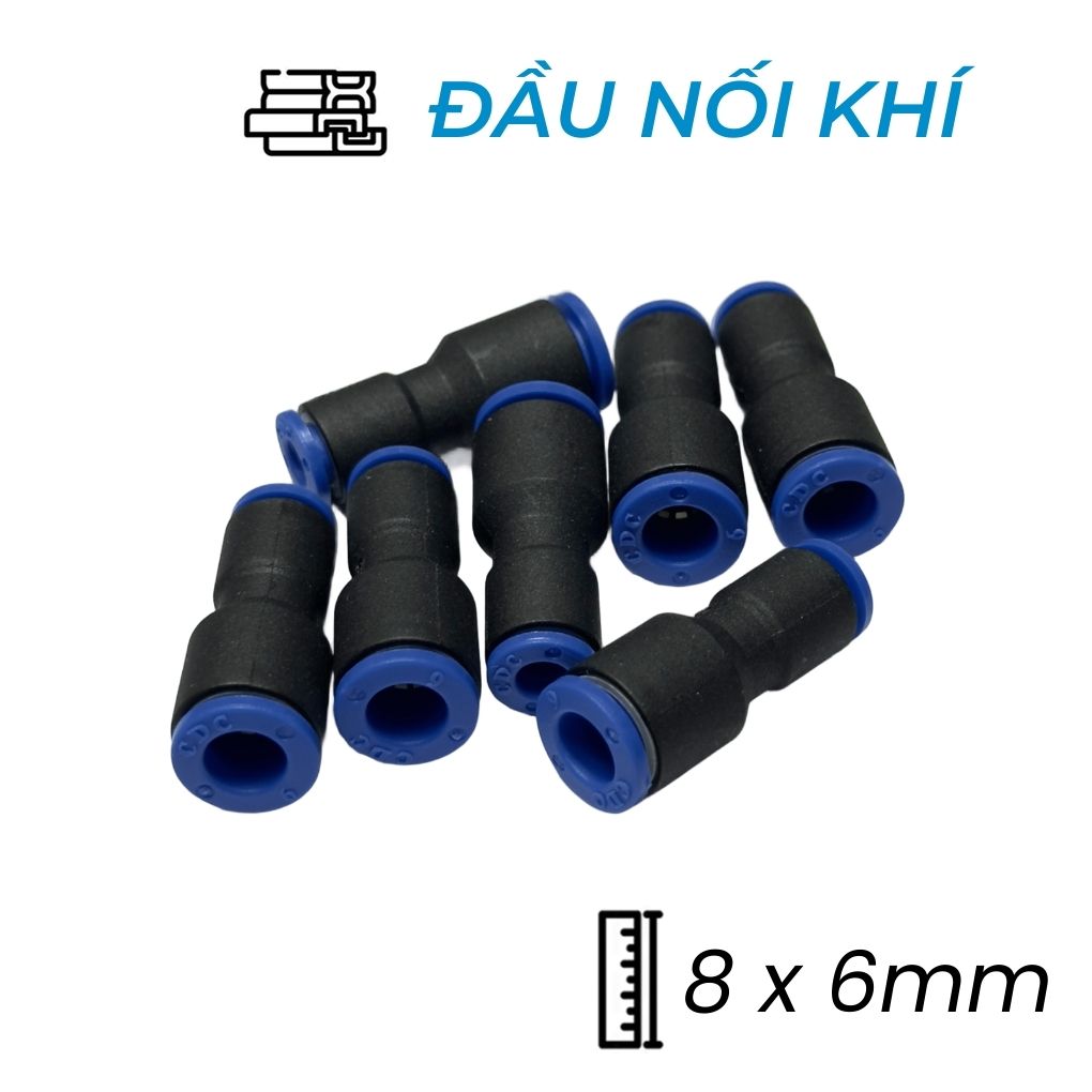 Đầu Nối Nhanh Khí Nén Giảm Ø8x6mm CDC MPG 0806 (Màu Đen)