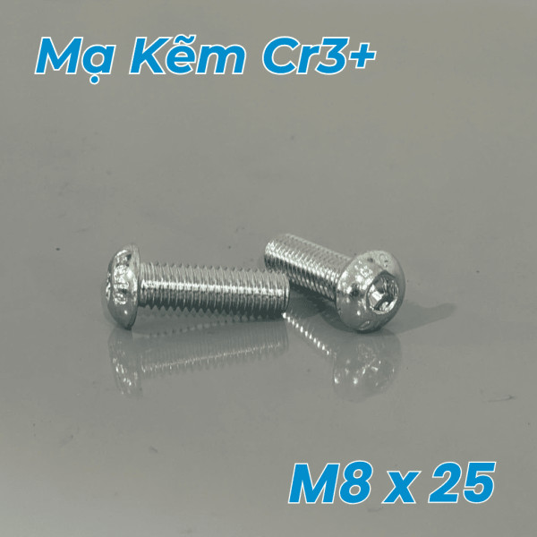 Lục Giác Chìm Mo Thép Mạ Kẽm Trắng Cr3+ 10.9 ISO7380 M8x25