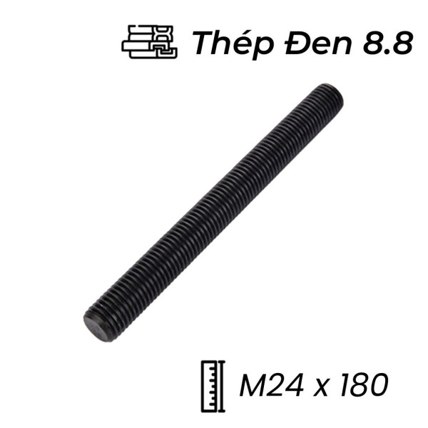 Guzong Thép Đen 8.8 M24x180
