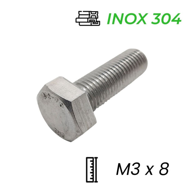 Bulong Inox 304 DIN933 M3x8