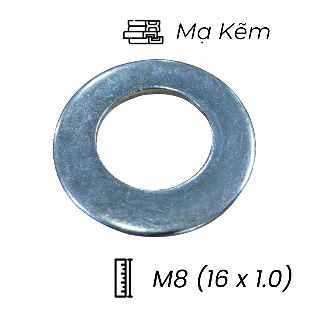 Lông Đền Phẳng Thép Mạ Kẽm M8 (16x1.0)