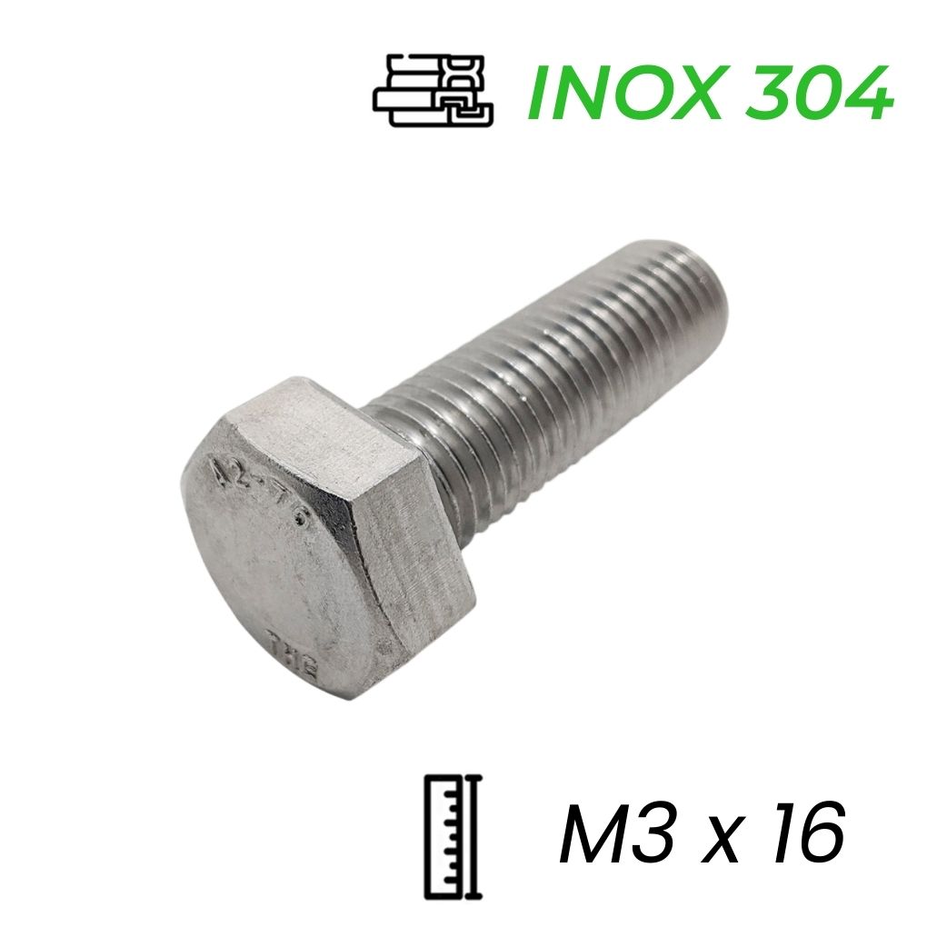 Bulong Inox 304 DIN933 M3x16