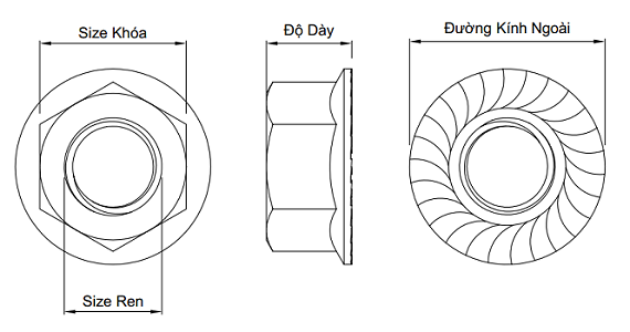 Bản vẽ kỹ thuật Tán Khía Inox 304 UNC 1/4-20