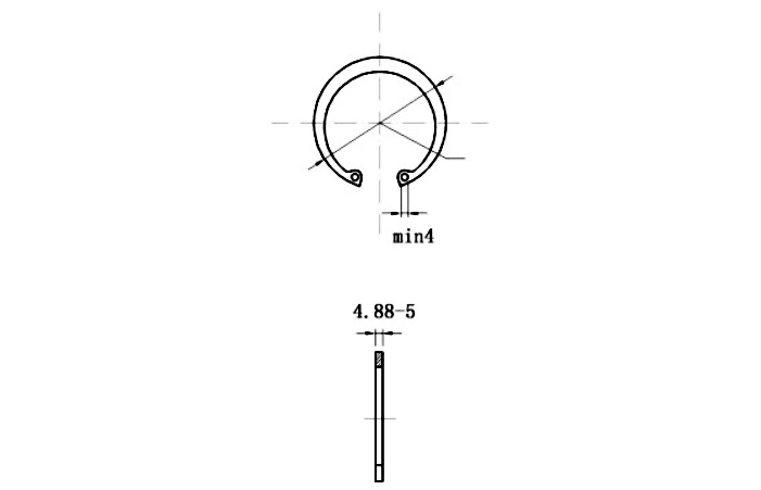 Bản vẽ kỹ thuật Phe Gài Lỗ Thép 65Mn DIN472 D215x5.0