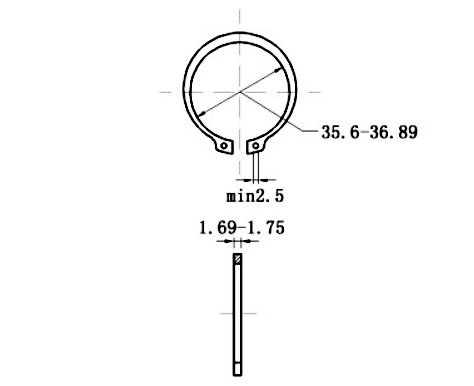 Bản vẽ kỹ thuật Phe Gài Trục Thép 65Mn DIN471 D40x1.75