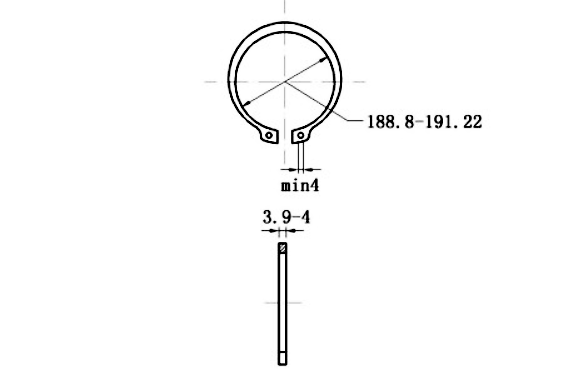 Bản vẽ kỹ thuật Phe Gài Trục Thép 65Mn DIN471 D200x4.0