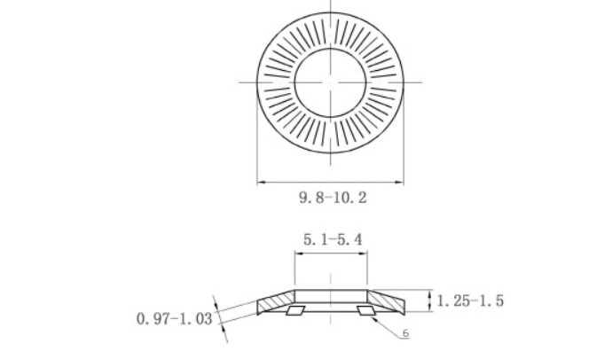 Bản vẽ kỹ thuật Lông Đền Tiếp Xúc Thép Mạ Kẽm SN70093 M5
