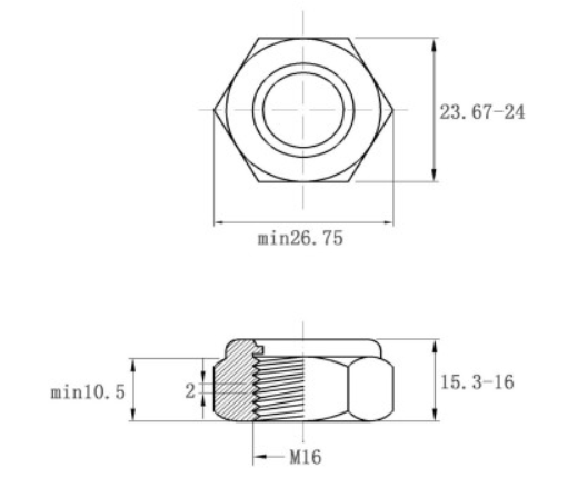 Bản vẽ kỹ thuật Tán Keo Thép Mạ Kẽm 7 Màu 8.8 DIN985 M16x1.5 Ren Nhuyễn