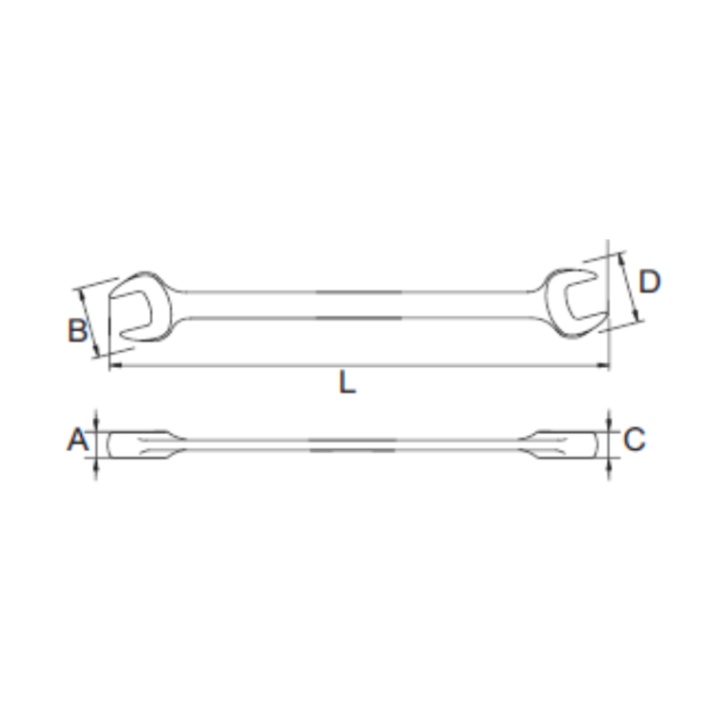 Bản vẽ kỹ thuật Cờ Lê 2 Đầu Mở 1-1/8×1-1/4 inch Sata 41108