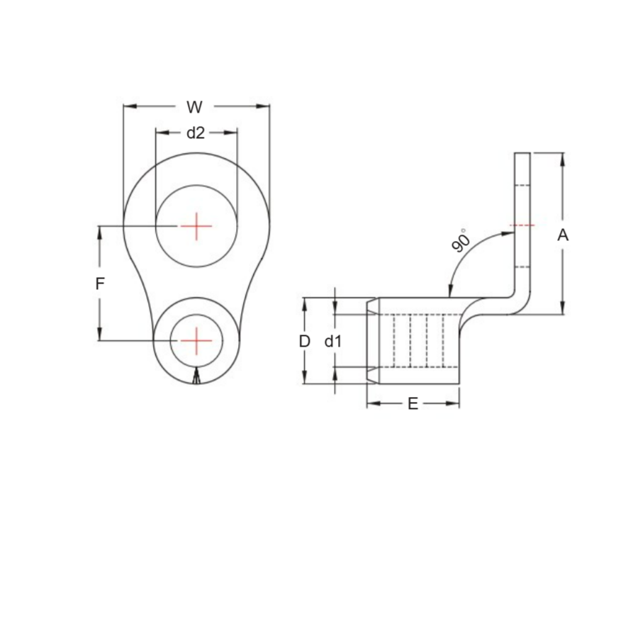 Bản vẽ kỹ thuật Cosse Tròn Trần 90 Độ 4-6mm KST RNBL5-4-90D