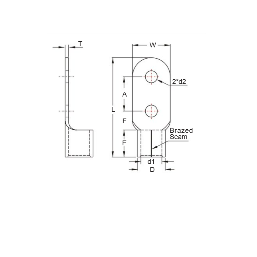 Bản vẽ kỹ thuật Cosse Tròn Trần 150mm 2 Lỗ KST RNB150-12-2B