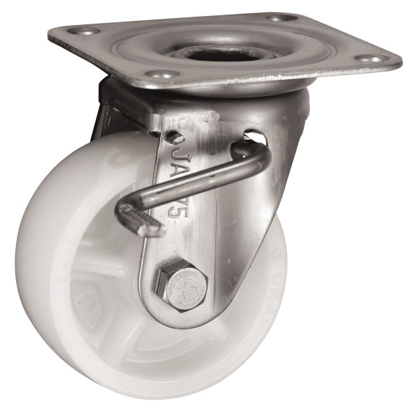 Bánh Xe Nylon Càng Inox Xoay Có Phanh D75 UKAI PBDJAB-75