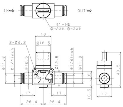 Bản vẽ kỹ thuật Van Tay Khí Nén Pisco HV1/4-1/4-2W