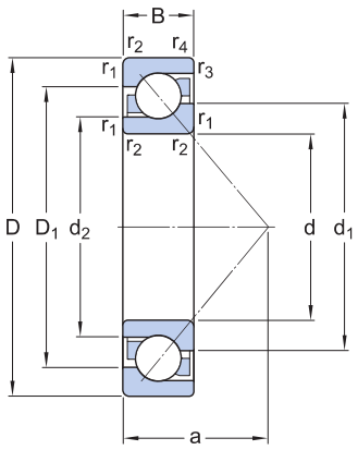 Bản vẽ kỹ thuật Vòng Bi Tiếp Xúc Góc Một Dãy SKF 7205 BECBP